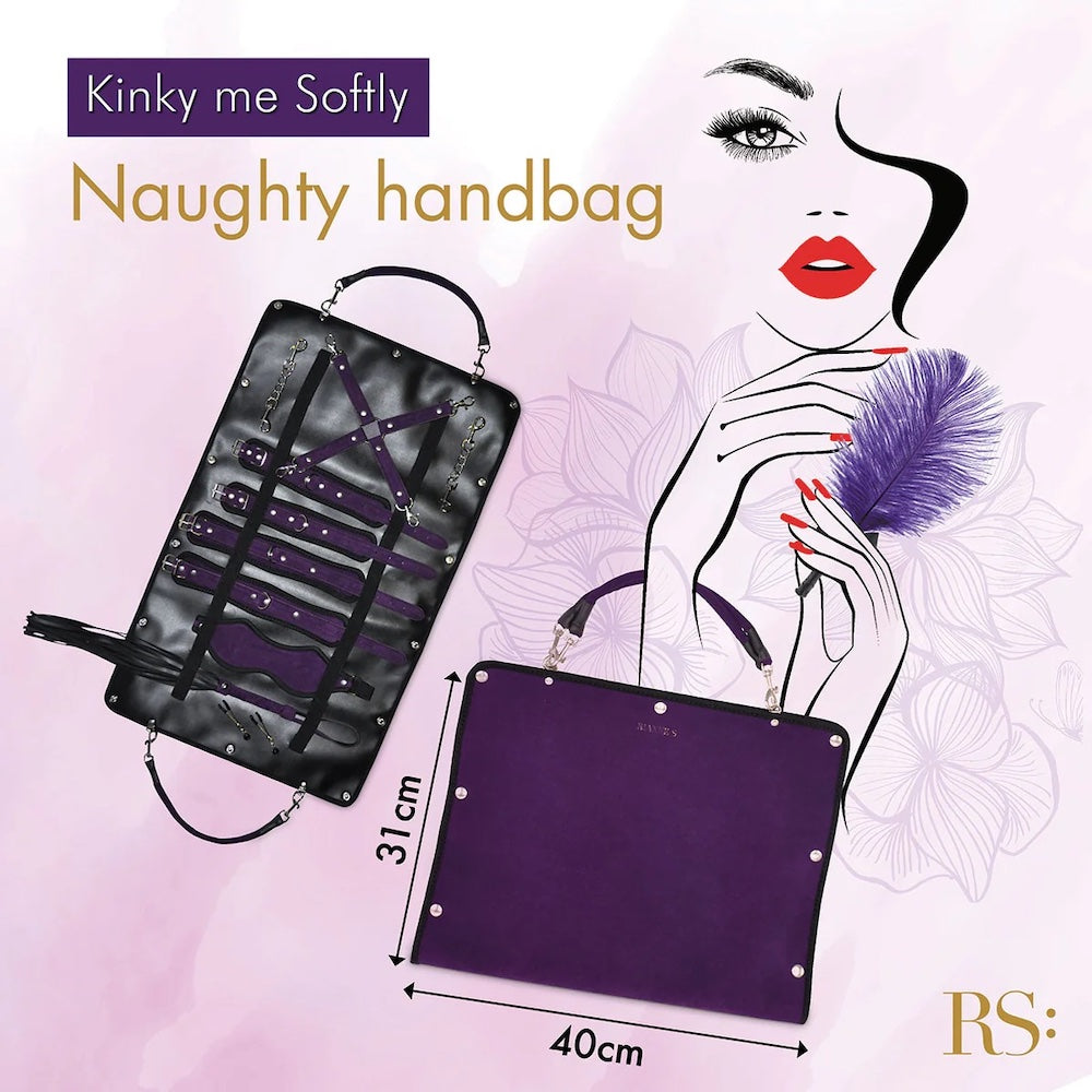 Kink Me Softly 7 Piece Bondage Kit with Storage Bag - Purple