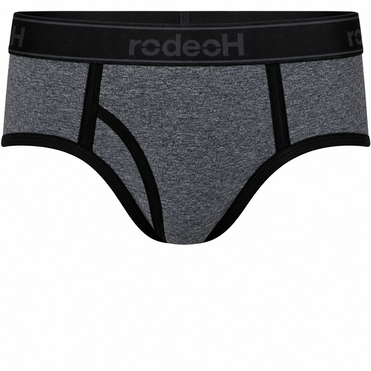 RodeoH Shift Brief in Dark Gray Marle with black trim, front view