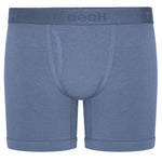 RodeoH 6" inseam Shift boxer brief gender neutral underwear in slate blue with satin logo waistband