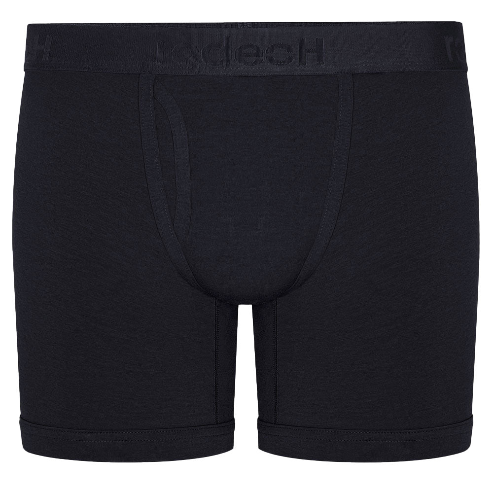 Gray top loading pouch packing boxers with satin logo waistband