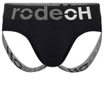 RodeoH Shift Jock cotton underwear k with interior side opening pouch in black from the front 