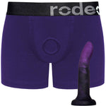 Purple Boxer+ Harness &  7" Smoke Show Rory Silicone Dildo - Package Deal