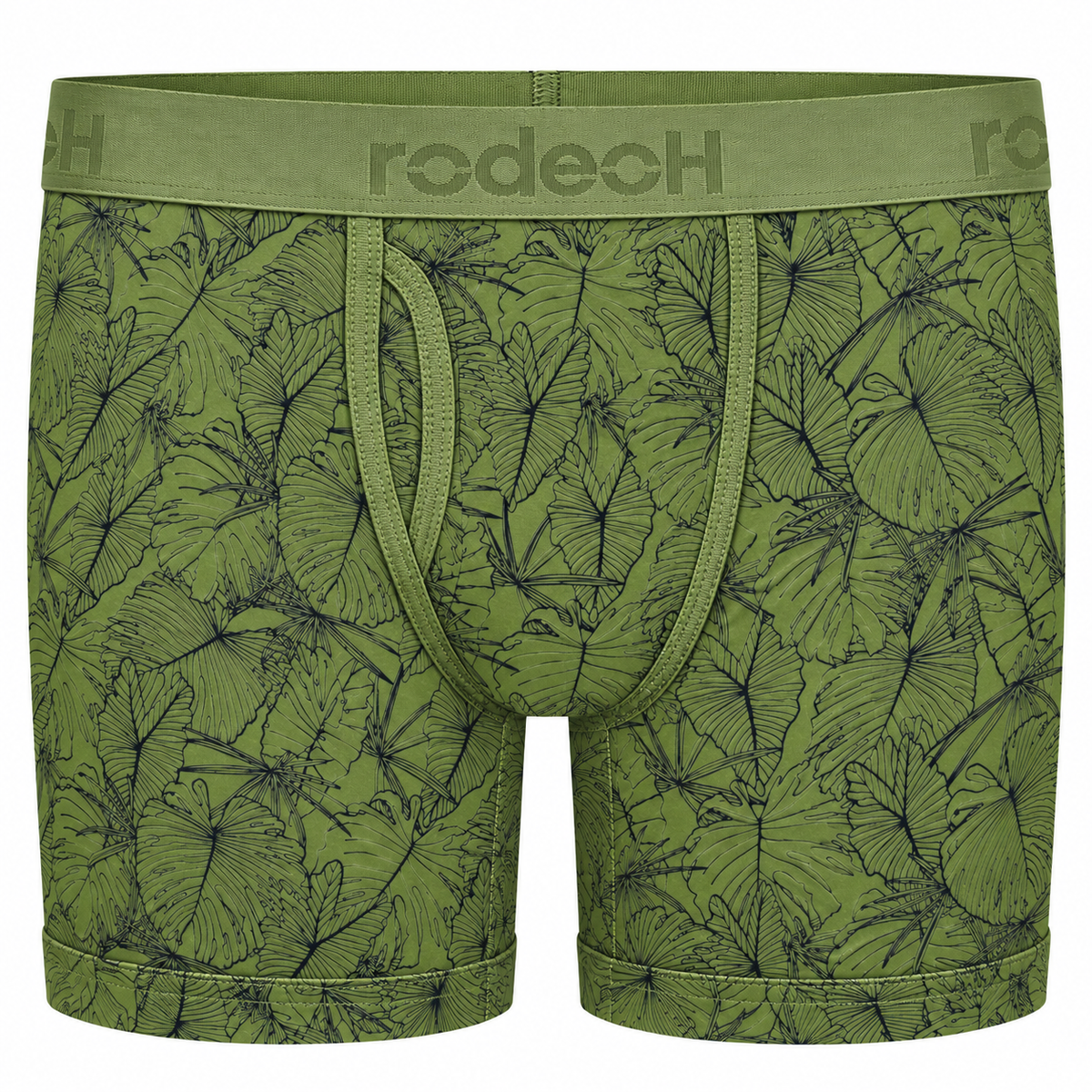 RodeoH Shift 6 inch Boxer in Verdant Leaves Green print, front view