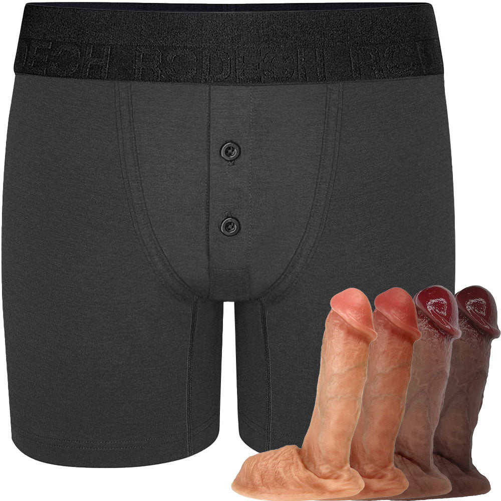 Button Fly Boxer+ & 6" Realistic Semi Pack and Play Dildo - Package Deal