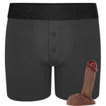 Button Fly Boxer+ & 6" Realistic Semi Pack and Play Dildo - Package Deal Mocha