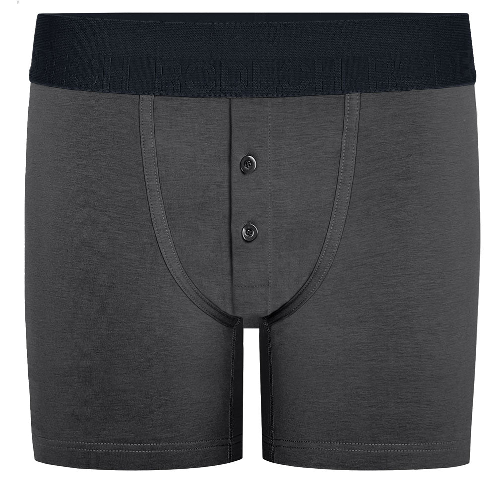 rodeoh button fly boxer harness gray with black logo waistband