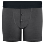rodeoh button fly boxer harness gray with black logo waistband