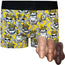 Classic top loading rodeoH packing boxer in yellow and gray Funky frogs print from the front with all three pete silicone packer from the front