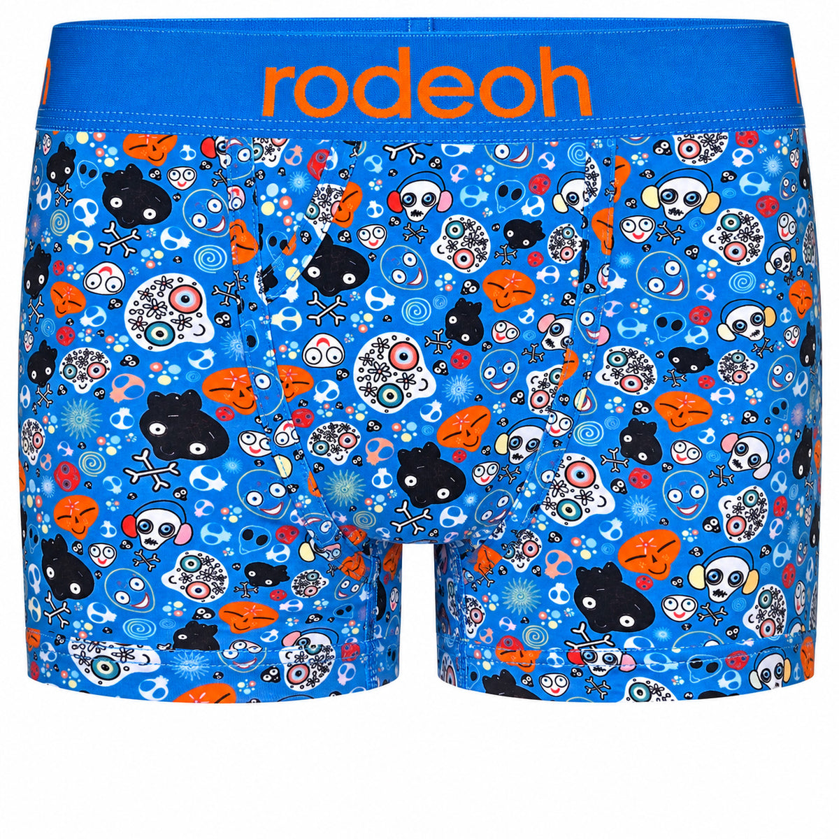RodeoH Classic Top Loading Packing Boxer in Bony Bunch skull print, front view