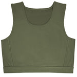 rodeoh compression top sage green laid flat, from front