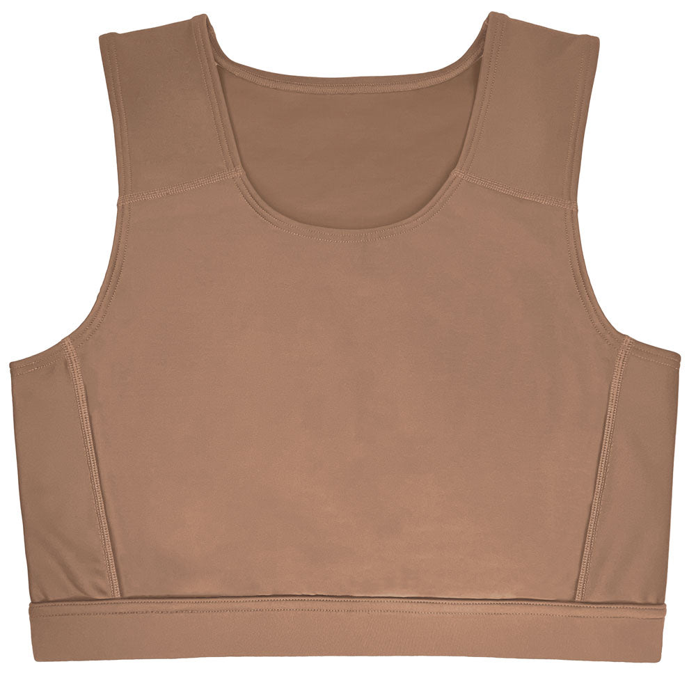 RODOEH COMPRESSION TOPNIN TOFFEW COLOR, LAID FLAT FROM THE FRONT