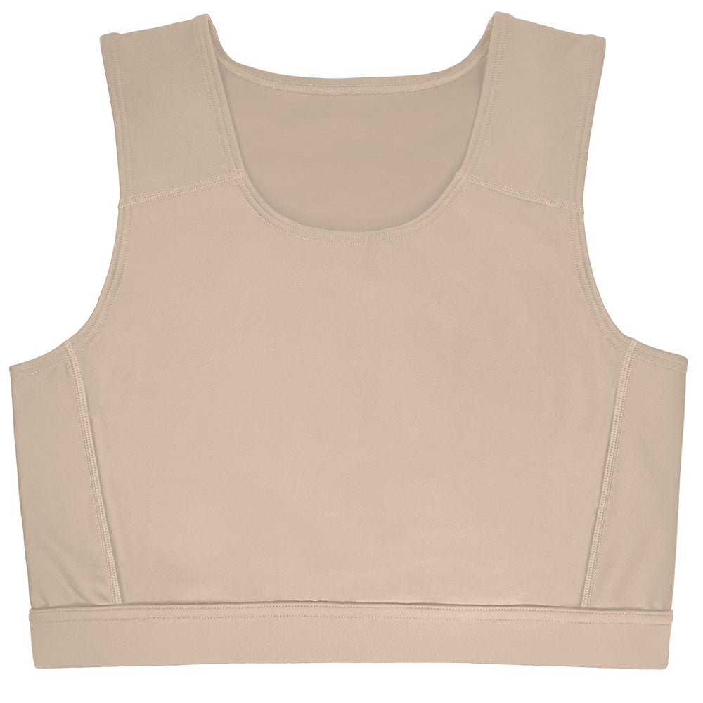 rodeoh compression top laid flat in vanilla from the front
