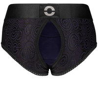 Crotchless Panty Harness - Black & Violet