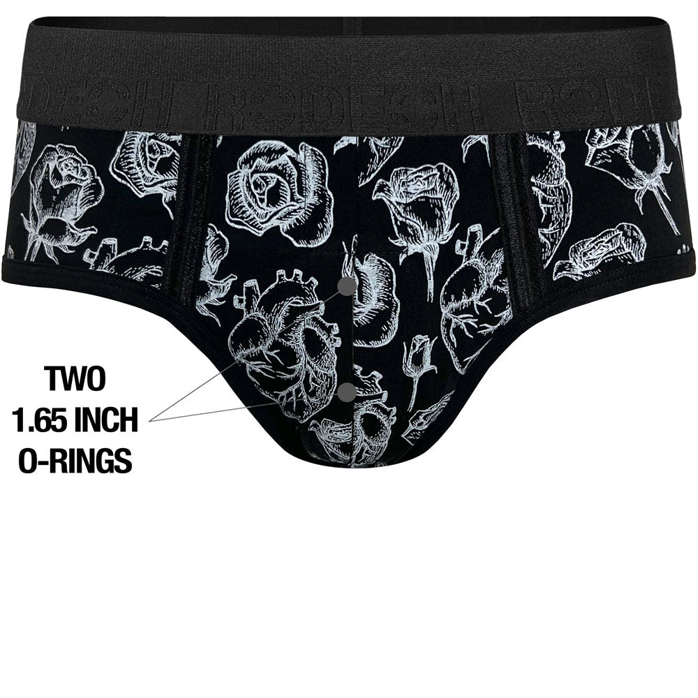 rodeoh duo brief harness hearts and roses black