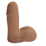Nexus silicone foreman, uncut silicone packers in caramel , iflat on its base with the shaft lifted straight up