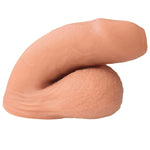 Nexus silicone foreman, uncut silicone packers in caramel and vanilla, in flaccid position from the side 3 