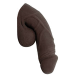 Freeform Medium 5 inch silicone soft  ftm packer, chocolate colors from the side in the flaccid packed position