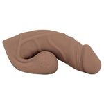 Freeform Medium 5 inch silicone soft  ftm packer, in caramel color from the side, sitting on the balls as a base