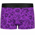 RodeoH Shift Short gender-neutral underwear in Hearts & Roses purple print, from the front