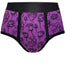 High Rise Panty Harness - Hearts & Roses Purple