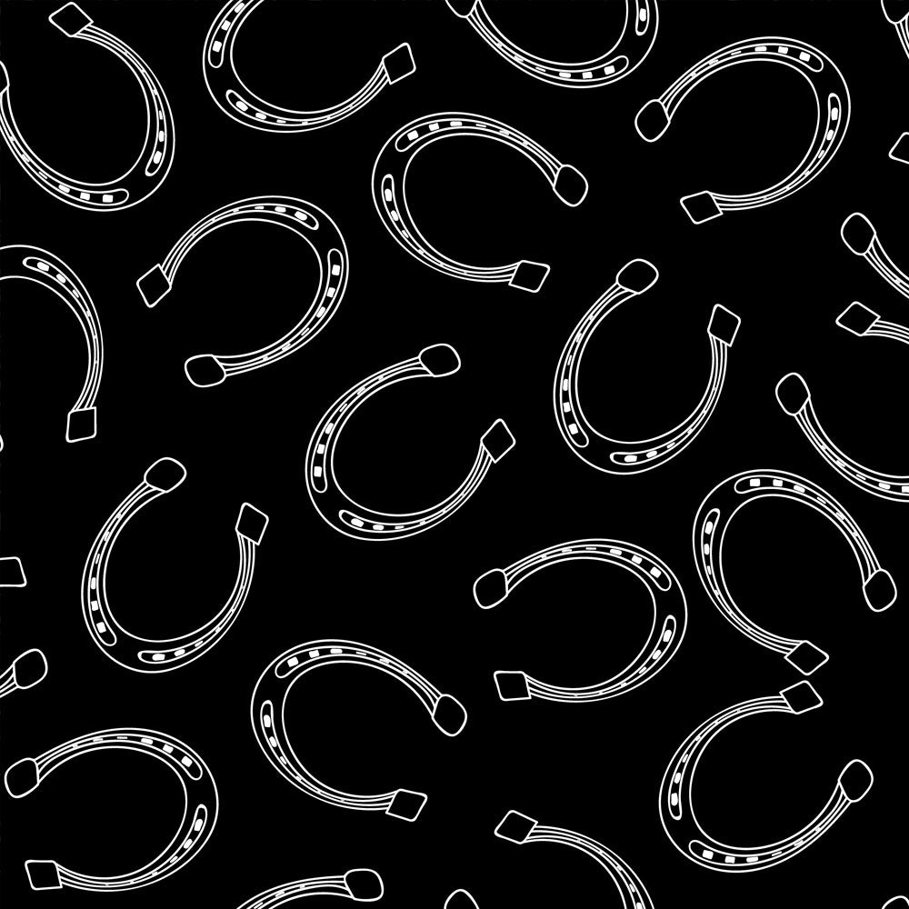 rodeoh lucky horseshoes pattern black and white