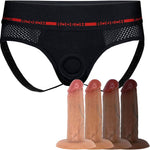 Jock Harness and 5.5" SoReal Posable Silicone Dual Density Dildo - PACKAGE DEAL