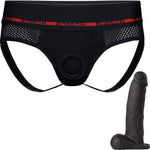 Jock Harness Black and 5.75" Realistic Silicone Dildo - Package Deal