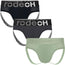 RodeoH Sage and Stone shift jock 3 pack with black, gray and sage green shift jock laid flat from the front