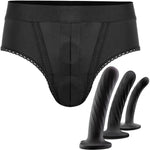 Beginner's Kit - High Cut Luxe Panty Harness and Set of 3 Silicone Dildos  - Package Deal