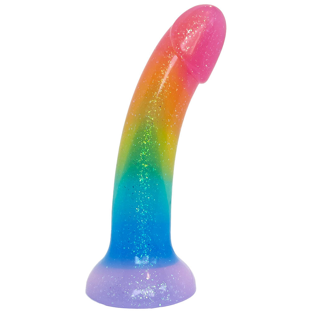 6" Sol Silicone Dildo - Rainbow Glitter Pride