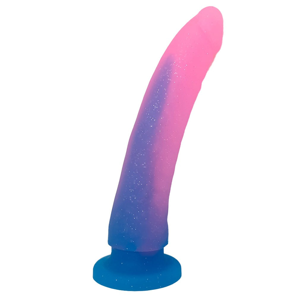 Nexus Silicone Grande Dildo in Sweet tart pink and blue ombre from the side