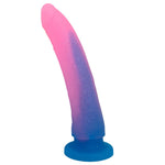 Nexus Silicone Grande Dildo in Sweet tart pink and blue ombre from the side