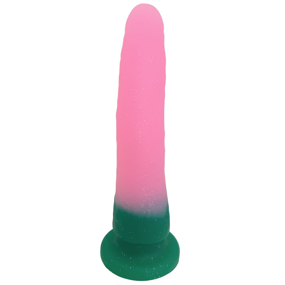 Nexus Grande Silicone dildo in Watermelon, flat on its base from the back