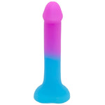 Nexus Silicone Blue raspberry ombre dildo with heart shaped suction base, flat n the base from the front