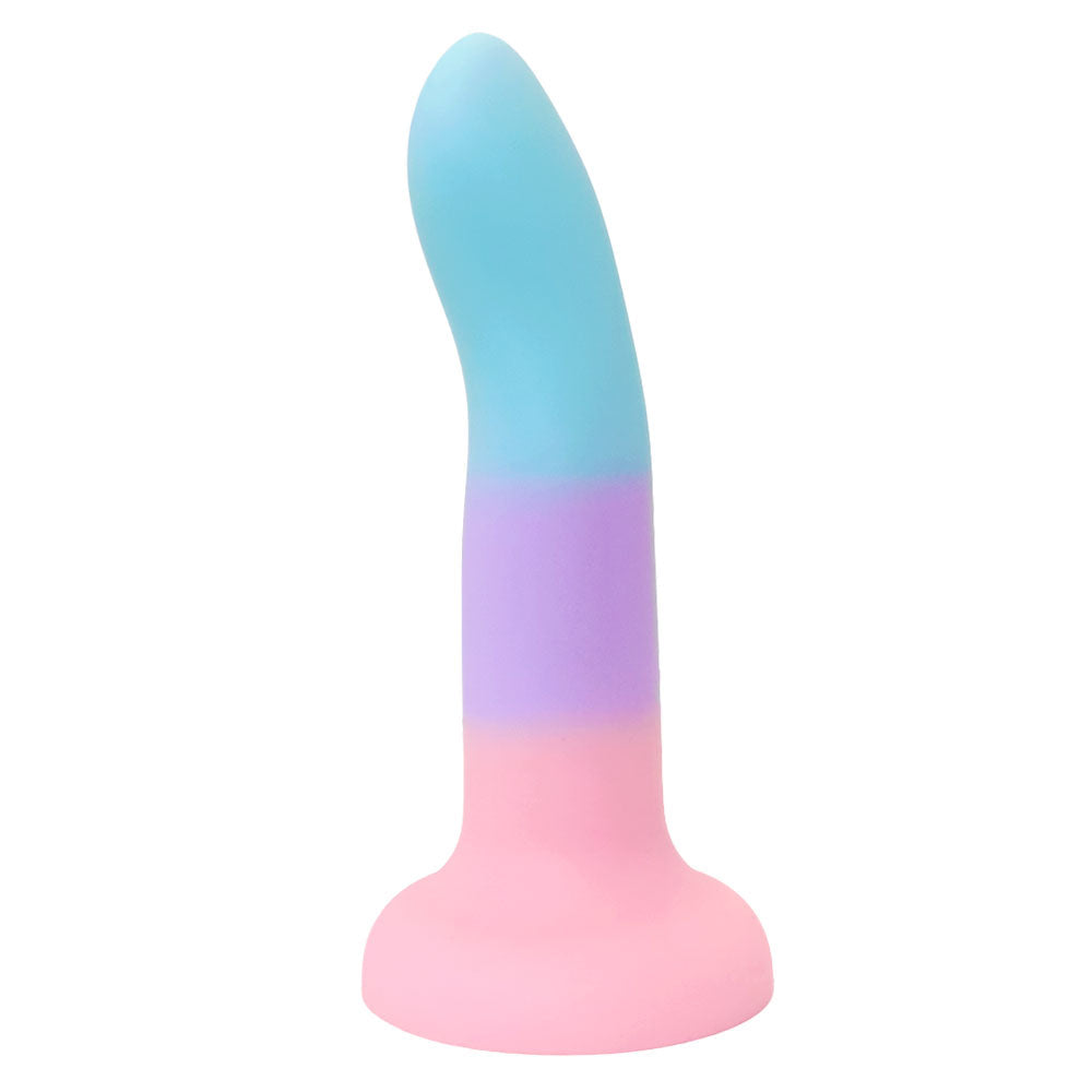 rodeoh nexus 6 inch rory skyline dildo peach purple and turquoise ombre