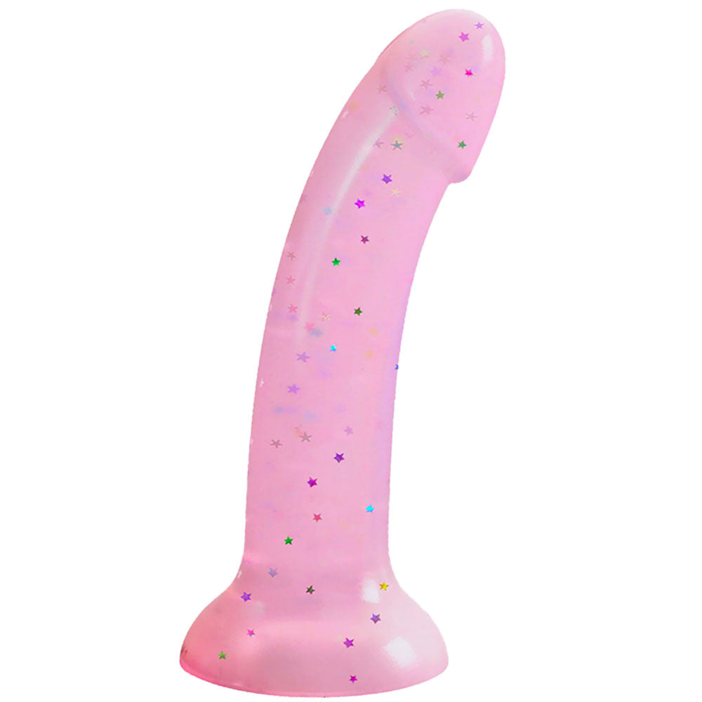 rodeoh nexus dildo in pink with multicolor star glitter
