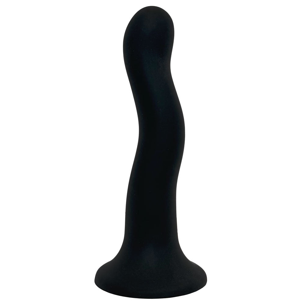 rodeoh nexus matte black silicone dildo curved shape