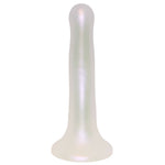 Nexus Sway silicone pearlescent wavy dildo, flat on it suction base, from the back