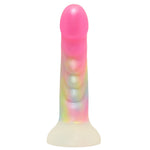 rodeoh nexus silicone dildo with ribs rainbow shimmer