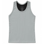 A light gray ribbed compression tank top in light gray ribbed fabric