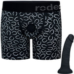 Rise Boxer Lucky Horseshoes with Quinn Silicone Dildo Black - Package Deal