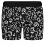 RodeoH Shift 6 inch Boxer in black Hearts & Roses print, front view