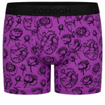 RodeoH Shift 6 inch Boxer in purple Hearts & Roses print, front view