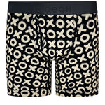 6" inseam Shift Boxer Brief gender neutral Underwear in black and white XOXO print, 