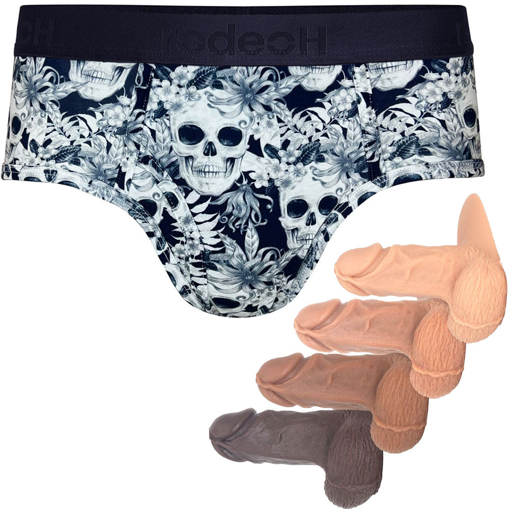Jay Silicone Packer and Midnight Skulls Brief Packing Underwear Package