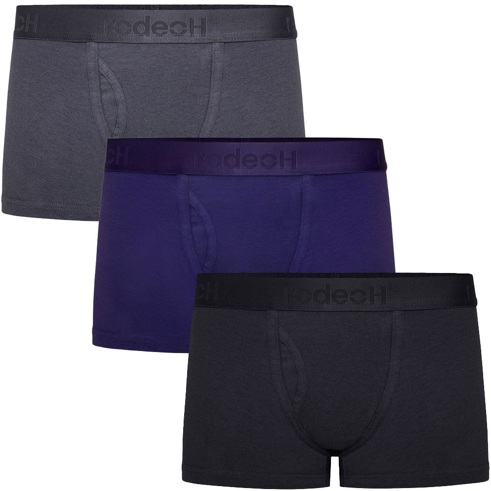 RodeoH shift short under wear 3 pack from the front in black, dark purple and gray
