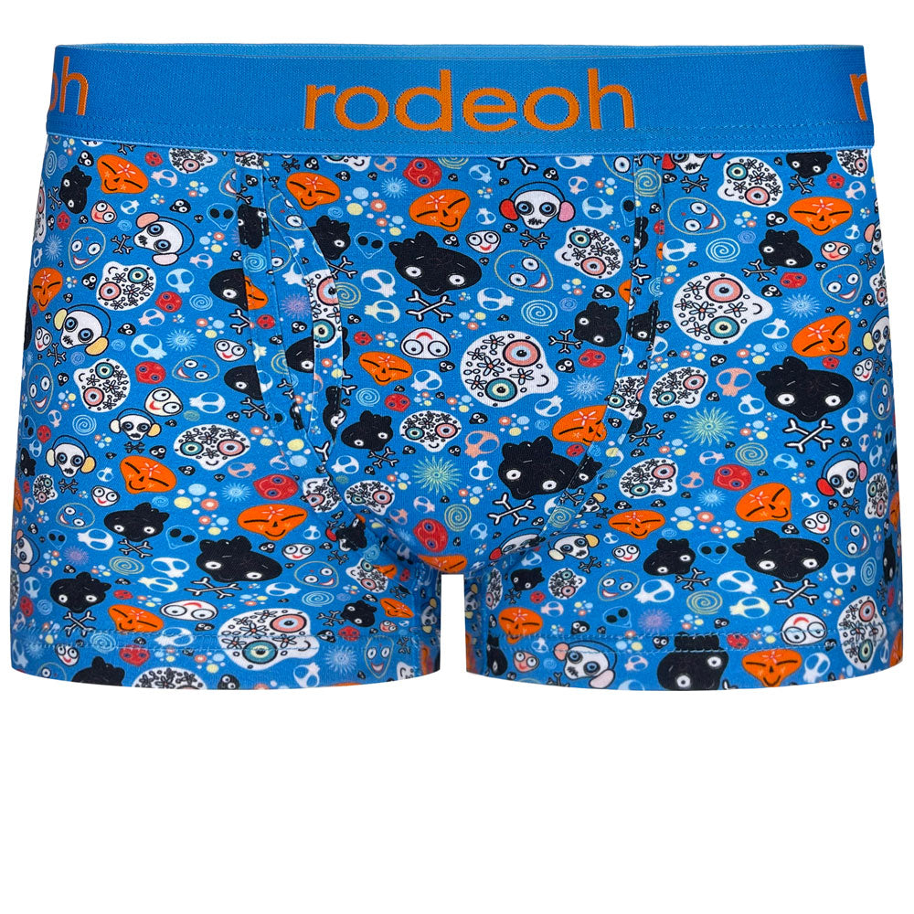 rodeoh shift short grinning skulls blue