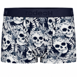 RodeoH Shift Short gender-neutral underwear in Midnight Skulls navy print, from the front