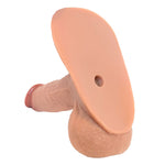 So Real Max silicone dildo with moveable balls and stroker back, in vanilla from the back with stroker back exposed