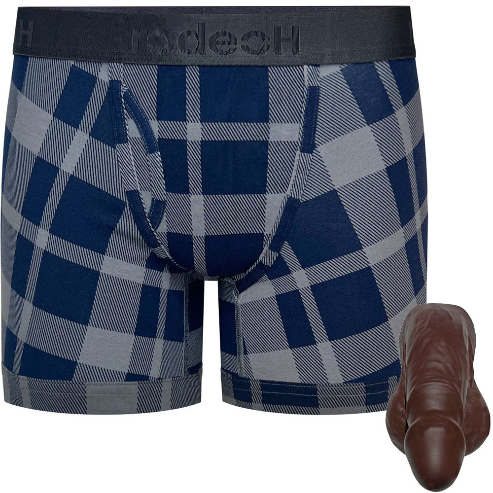 Chocolate Pete Silicone Packer & Gray Plaid Packing Boxer